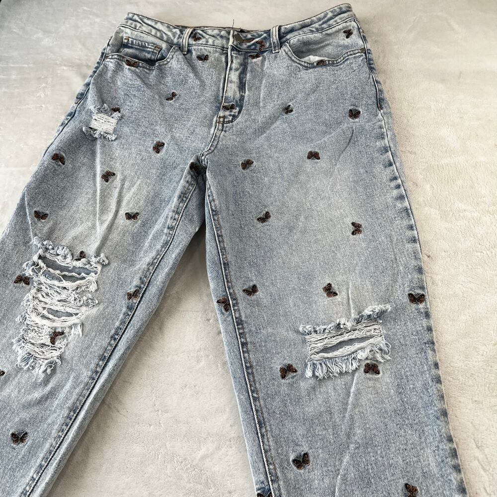 Material Girl Butterfly Embroidered Jeans Junior Women's size 13 - Picture 4 of 9